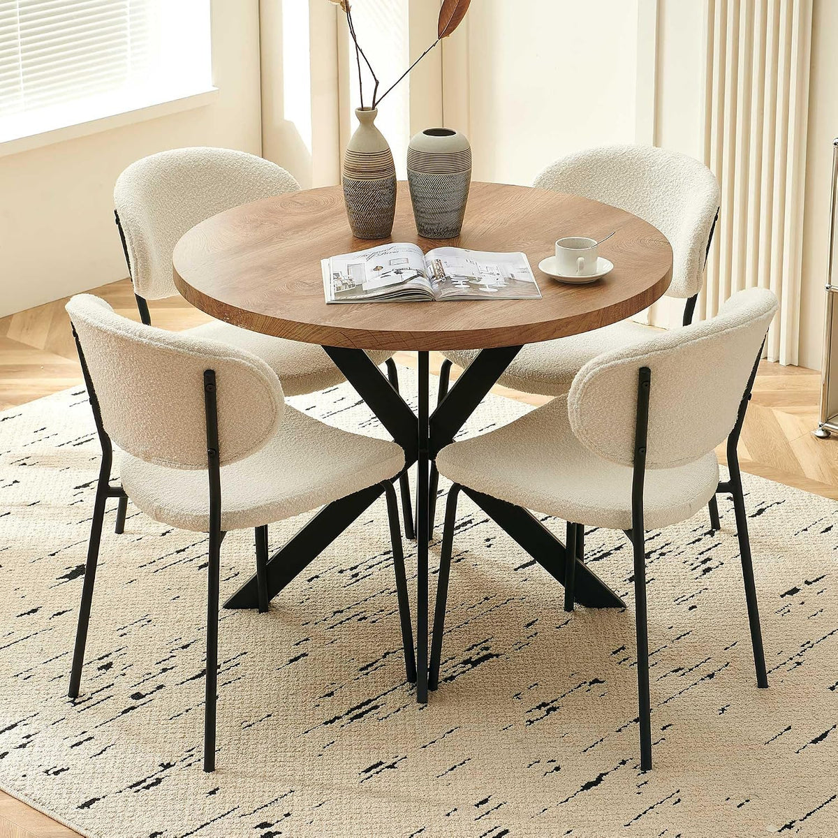 Round Wood Dining Table For 4 Persons