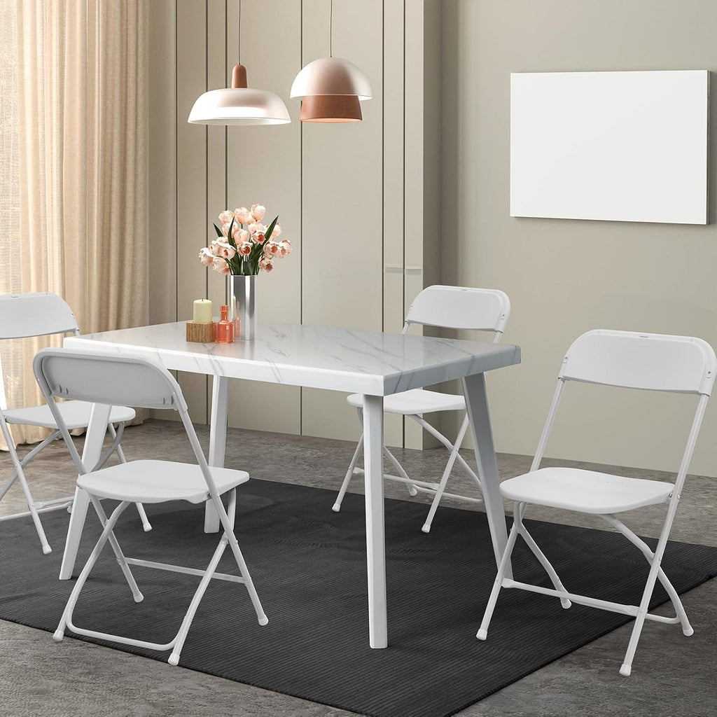 4 Pack White Plastic Steel Folding Chairs