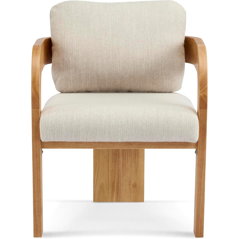 2 Pack Beige Cushion Curved‑Back Solid Wood Dining Chairs