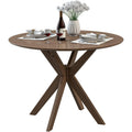 Brown Round Dining Table with Rubber Wood Legs