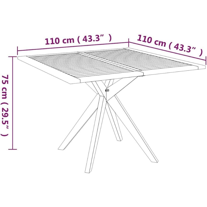 43.3" Square Solid Acacia Wood Patio Table