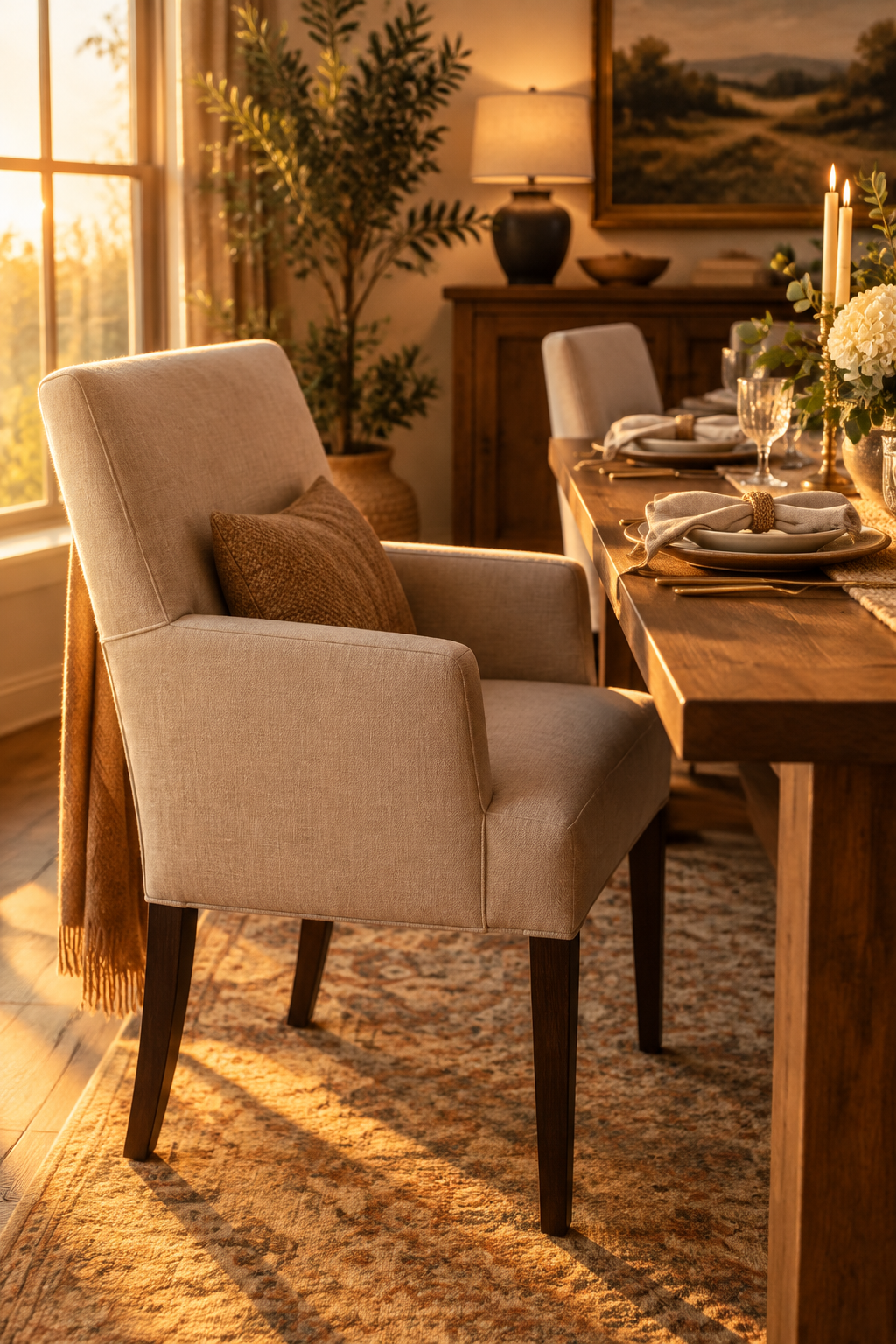 Comfortable Parsons Dining Arm Chair