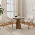 2 Pack Beige Fabric Open‑Back Wooden Dining Chairs